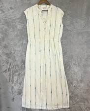 Liverpool Los Angeles Summer Midi Dress Adjustable Tie Pockets Cream Size Small