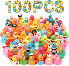 100 Pack Rubber Ducks in Bulk, Assorted Duckies for Jeeps Ducking, Rubber Duckie