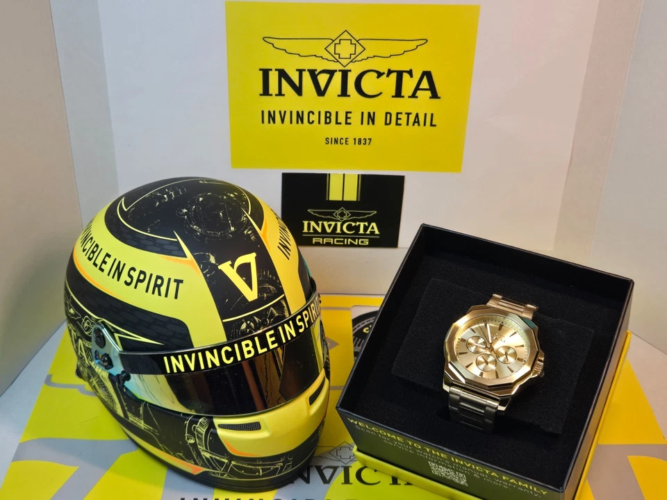 Reloj para hombre Invicta Speedway multifunción 42 mm dorado con esfera dorada y subesferas NUEVO Foto 3 de 4