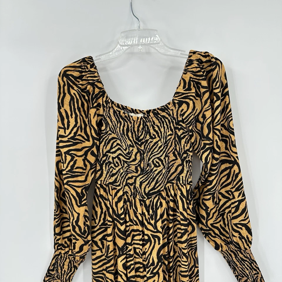 KACHEL BY ANTHROPOLOGIE Mono Tigre Calado Pierna Ancha Manga Larga Marrón 6 Foto 3 de 4