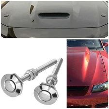 2x Push Button Quick Hood Release Bonnet Lock Pins Latch Clip Bumper Kit Silver