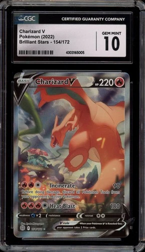Pokemon Charizard V Brilliant Stars Full Alt Art #154 CGC 10 Gem Mint