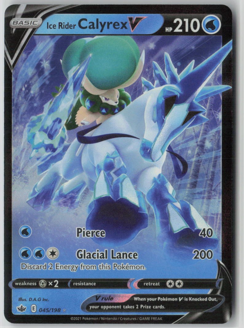 Holofoil Ice Rider Calyrex V 045/198 NM SWSH06: Chilling Reign