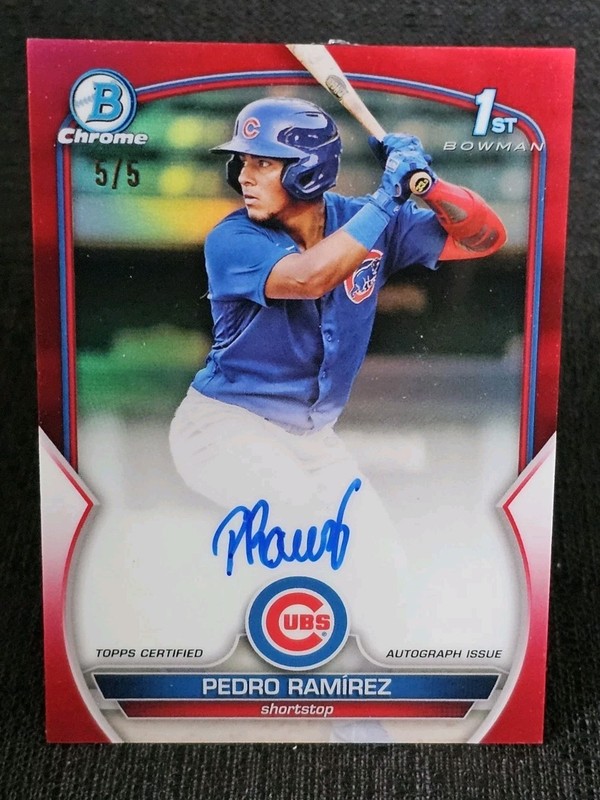 2023 Bowman Chrome Pedro Ramirez 1st Red Refractor Auto #/5 Cubs