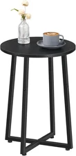HOOBRO Round Side Table 15.7" Accent End Table with X-Shaped Metal #R020