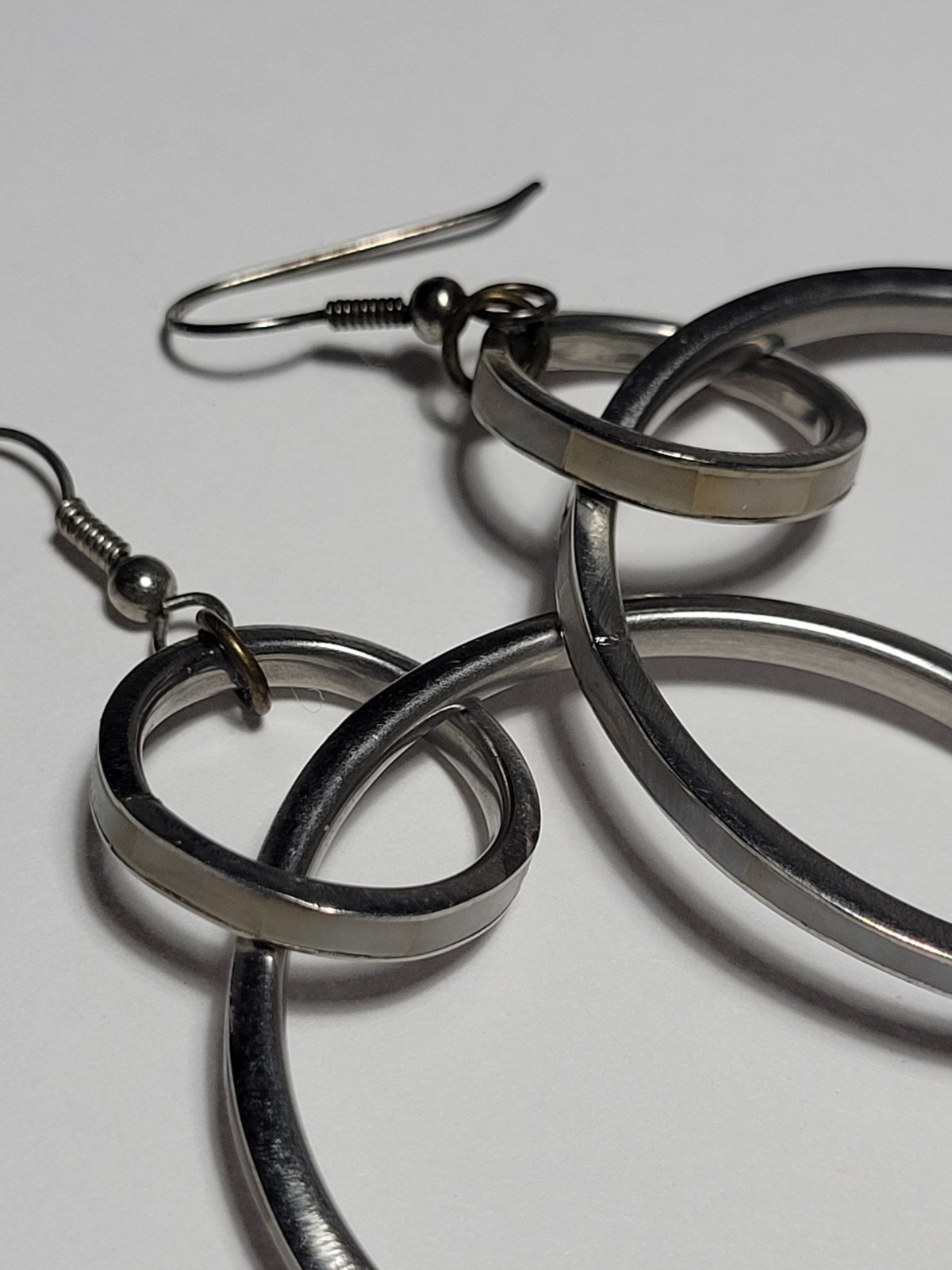 Silver Tone Double Interlocking Circle Hoop Dangl… - image 8