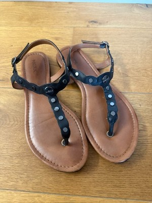 MEXX schwarze flache Damen Sandalen Zehensandalen  Gr. 38