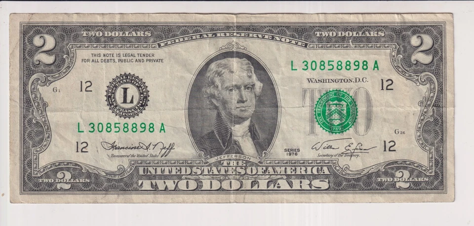 TWO DOLLAR FEDERAL RESERVE NOTE LOT (10) UNITED STATES SERIES 1976 $2 BILLS - Image 3 of 4