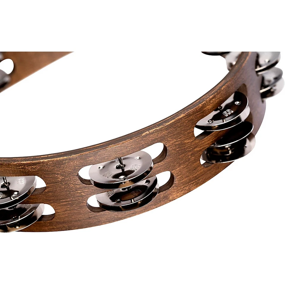 Pandereta de madera Meinl doble fila de acero inoxidable jingles 10 pulgadas marrón nogal Foto 3 de 4