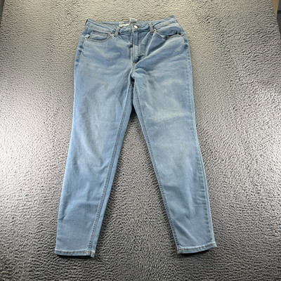 No Boundaries Jeans Womens 12 Blue Cotton Denim Tapered Stretch Faded Workwear