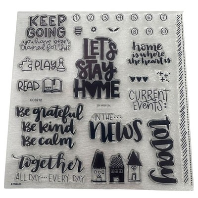 CTMH Acrylic Stamp Set Lets Stay Home Play Games Read Books Be Kind Words CC3212