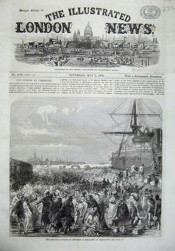 Old Antique Print 1869 Embarkation Dockyard Workmen Emigrants Portsmouth 19th