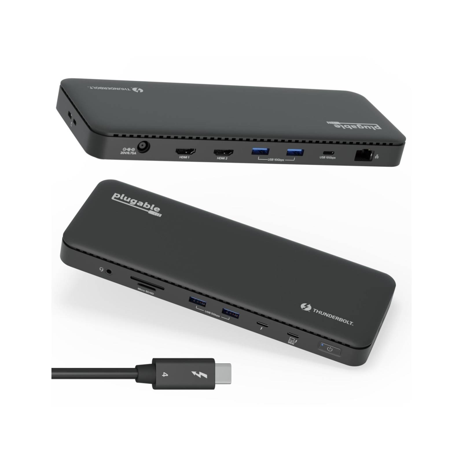 Plugable Thunderbolt 4 Docking Station TBT4-UD5 with 100W Charging Black