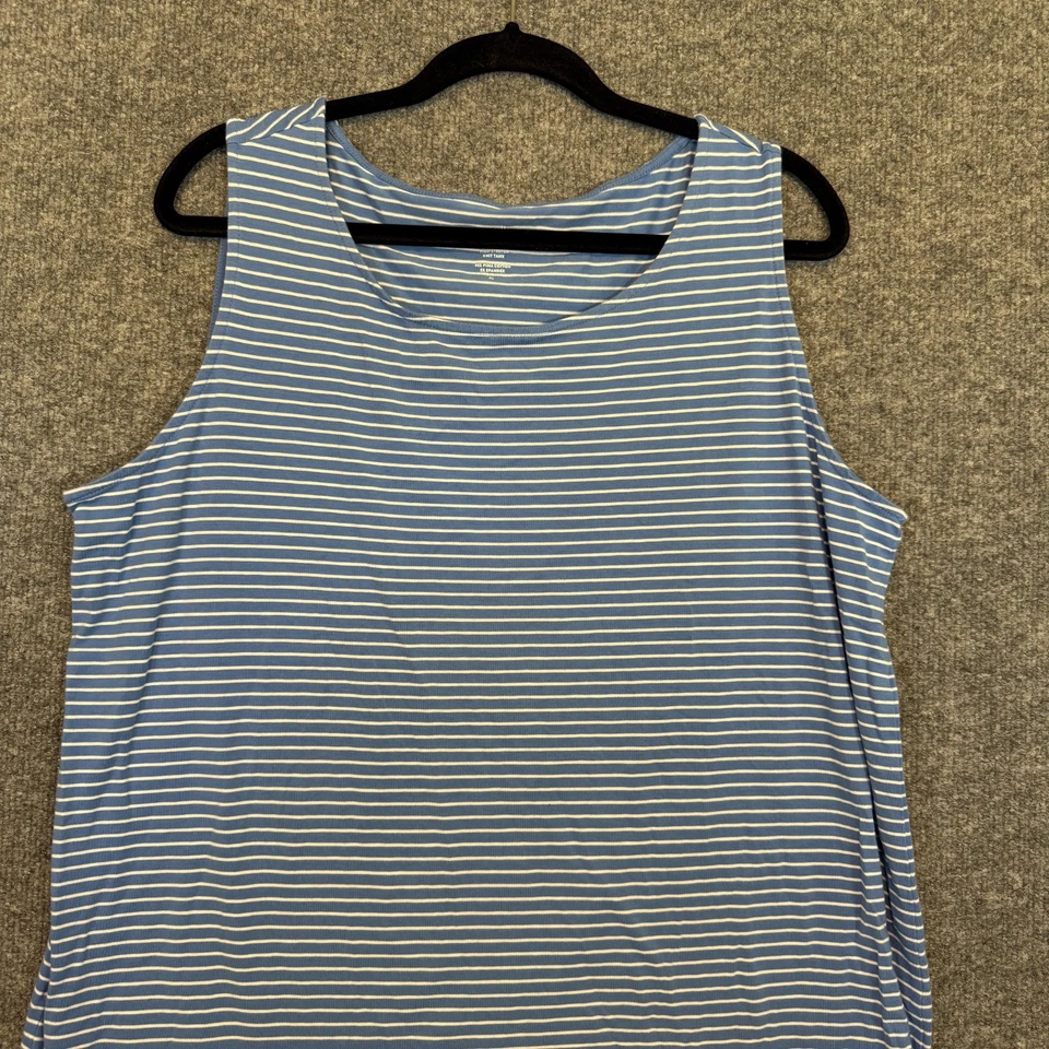 Camisa sin mangas J.Jill para mujer XL azul a rayas tejido algodón pima elástico informal Foto 4 de 4