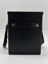 Vintage Unbranded Black Leather Hard Camera Case 4.5 X 5.75 X 7.25 With Strap