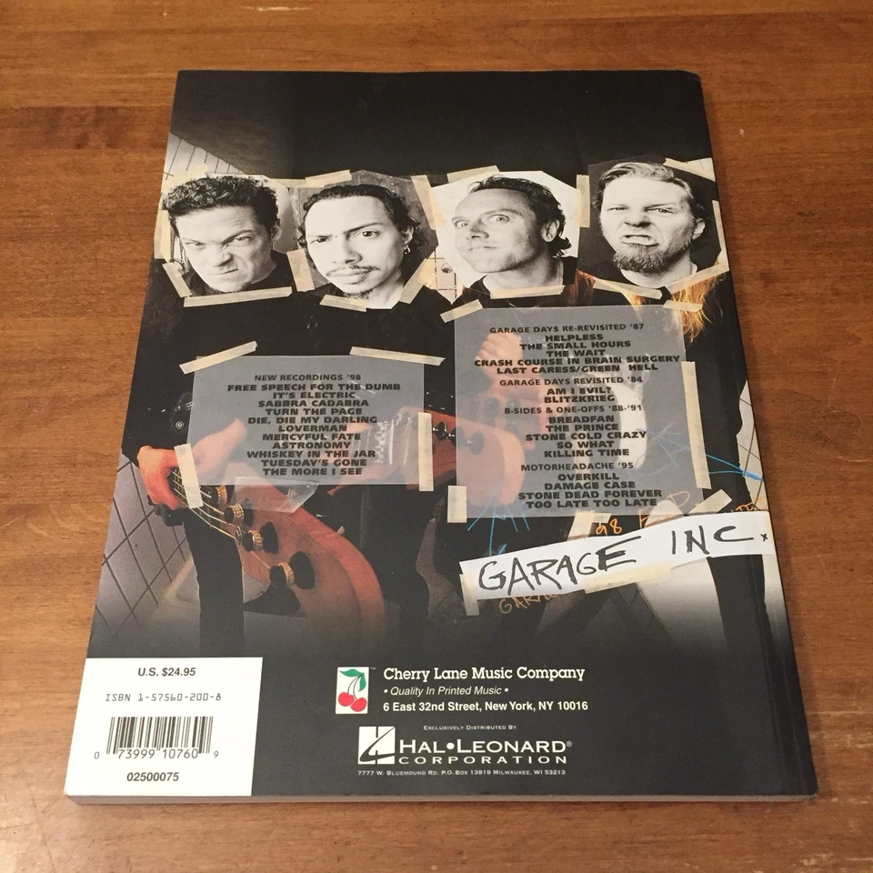 Metallica Garage Inc. Bass Guitar Tab Songbook 1999 Cherry Lane TPB Good+/VG - Image 2 of 4