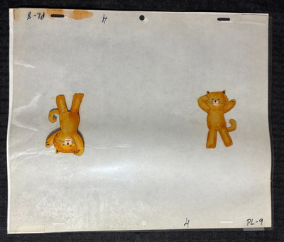 1980's GOOD MEWS Cat Food 12.5x10.5'' Animation Cel SC4 PL-9 Orange Cats