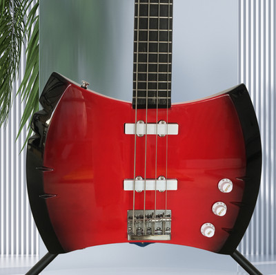 New Marceline's Bass Guitar Red AXE Chrome Part Rosewood Fretboard 24 Frets