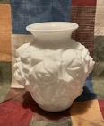 Vintage Imperial Labella Rose Pattern Milk Glass Vase