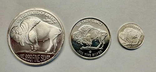 1 oz Silver Round - Buffalo . Nice Collectors Edition. No Reserve . All 3 Coins