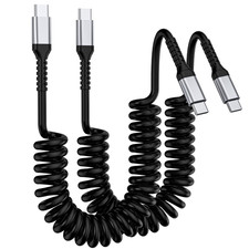 USB C to C Cable,2Pack 3FT Coiled Fast Charging Type C Charge Cord for Car USB-C