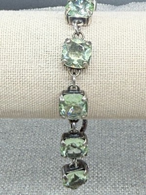 Vintage Catherine Popesco Bracelet France Green Stones Silver tone Size 6.5