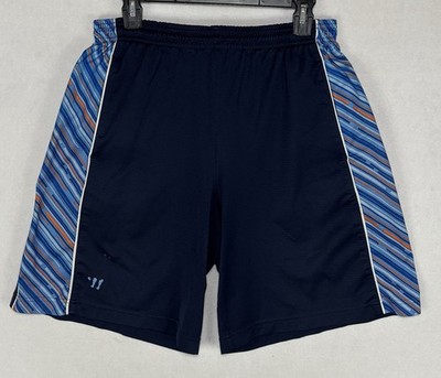 Warrior Lacrosse Shorts Size Medium Striped Colorblock Blue Orange Drawstring