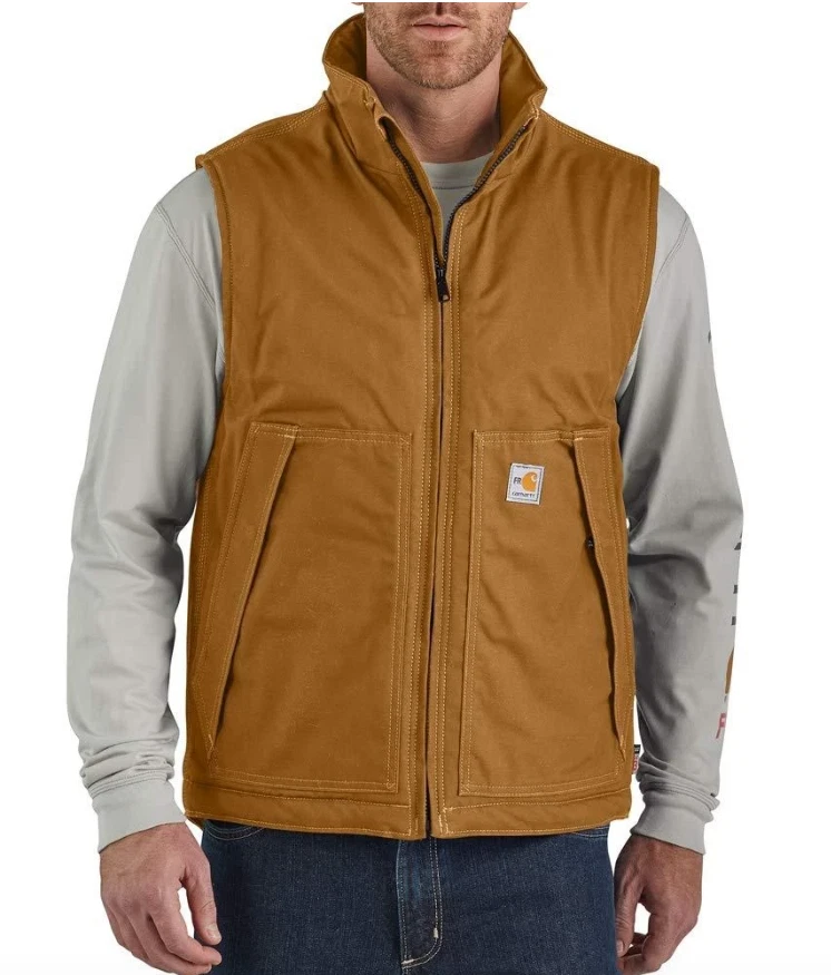 Carhartt Men's 103387 Flame-Resistant Quick Duck Vest Brown 3XL