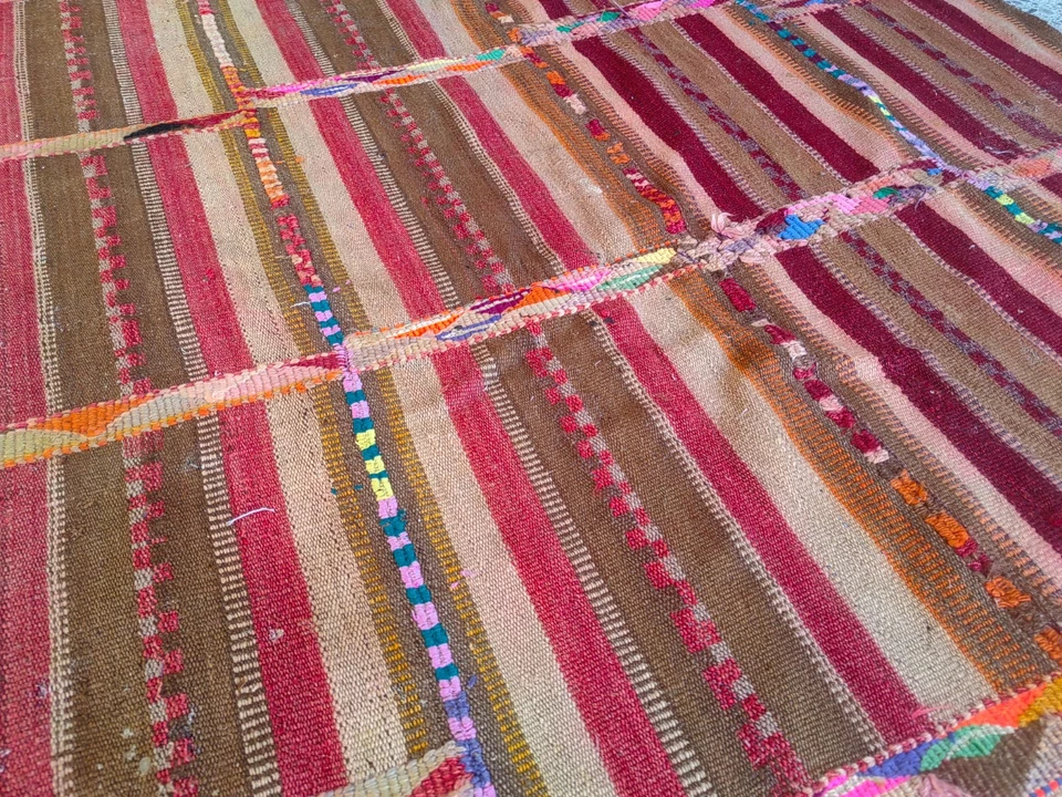 Vintage Turkish Kilim Rug 4.5x10 ft | Handmade Wool Large Tribal Carpet - Image 4 of 4