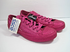 Converse All Star Hot Pink Glitter Low Tops Unisex Shoes Mens 6 Women's 8 NWOB