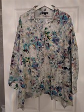 For Cynthia Women's Linen Blend Button Front Tunic Blouse Size Large L