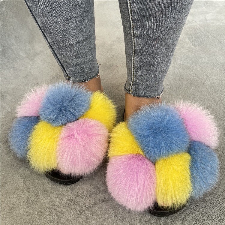Shoes Women's Slippers With Pom Poms Women's Pompom Ball Fur