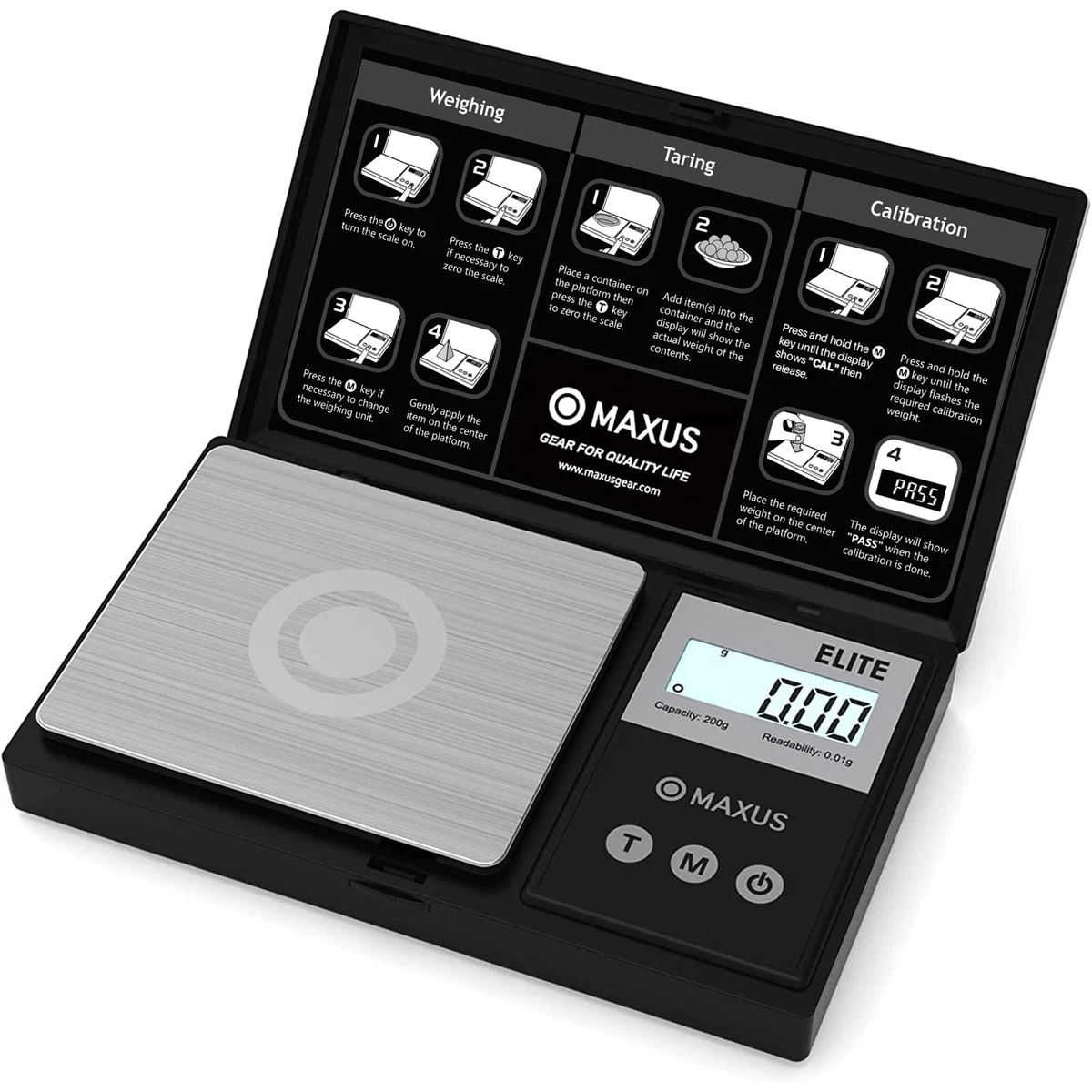 MAXUS Precision Pocket Scale 200g x 0.01g, Elite Digital Gram