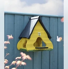 Veg Trug Yellow - Tweetie Bird Feeder w/ Metal Post/Fence Mount Hinged Top