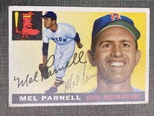 MEL PARNELL 1955 TOPPS # 140  Signed AUTOGRAPHED CARD  Boston RED SOX  HOF COA
