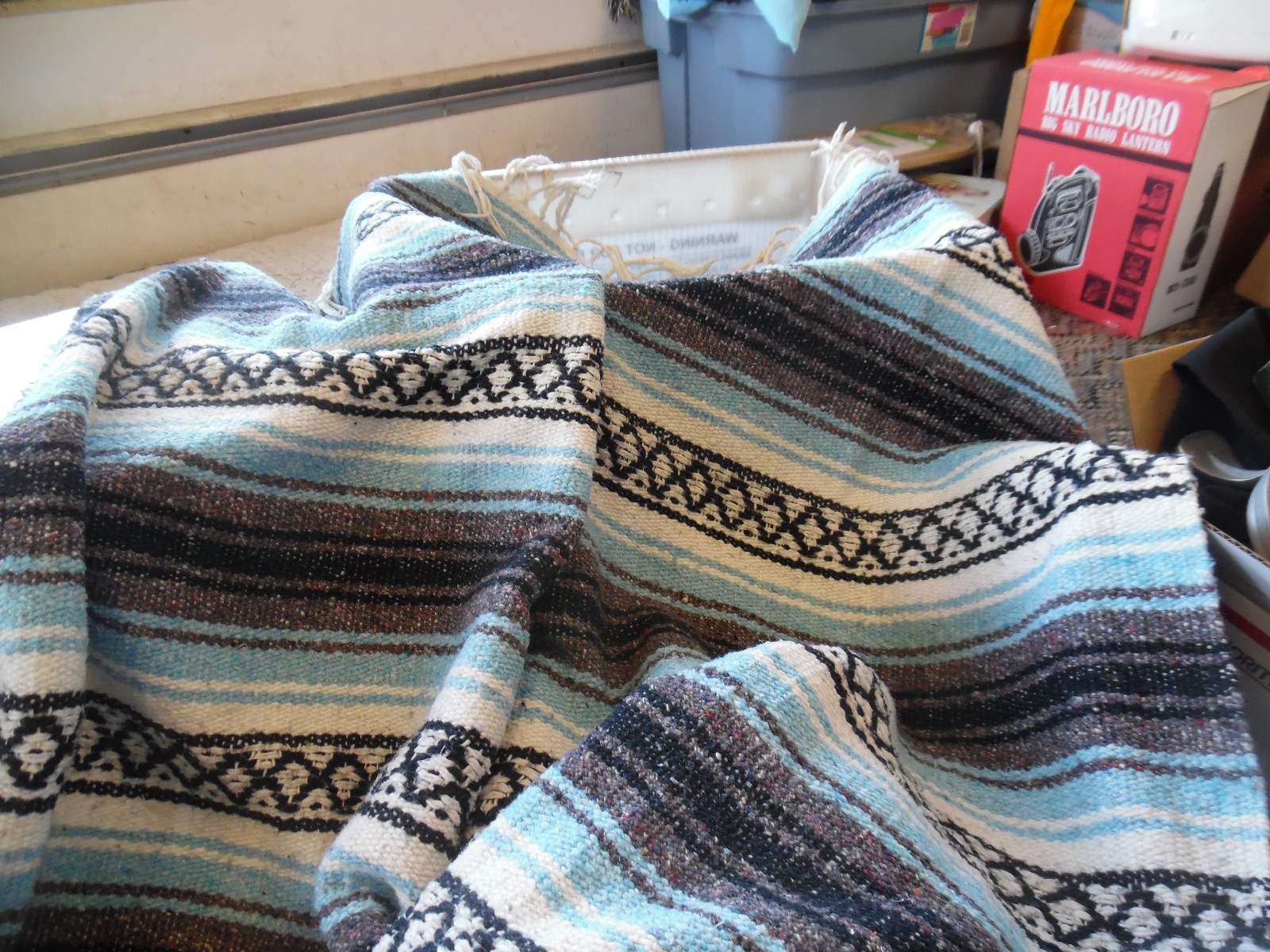 Mexican falsa blanket blue & black 50" x 70" eBay