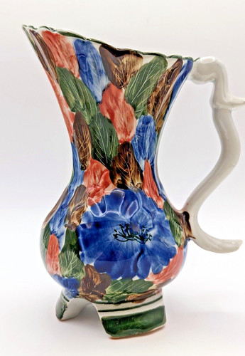 Hand Painted Ceramic Floral Design Pitcher