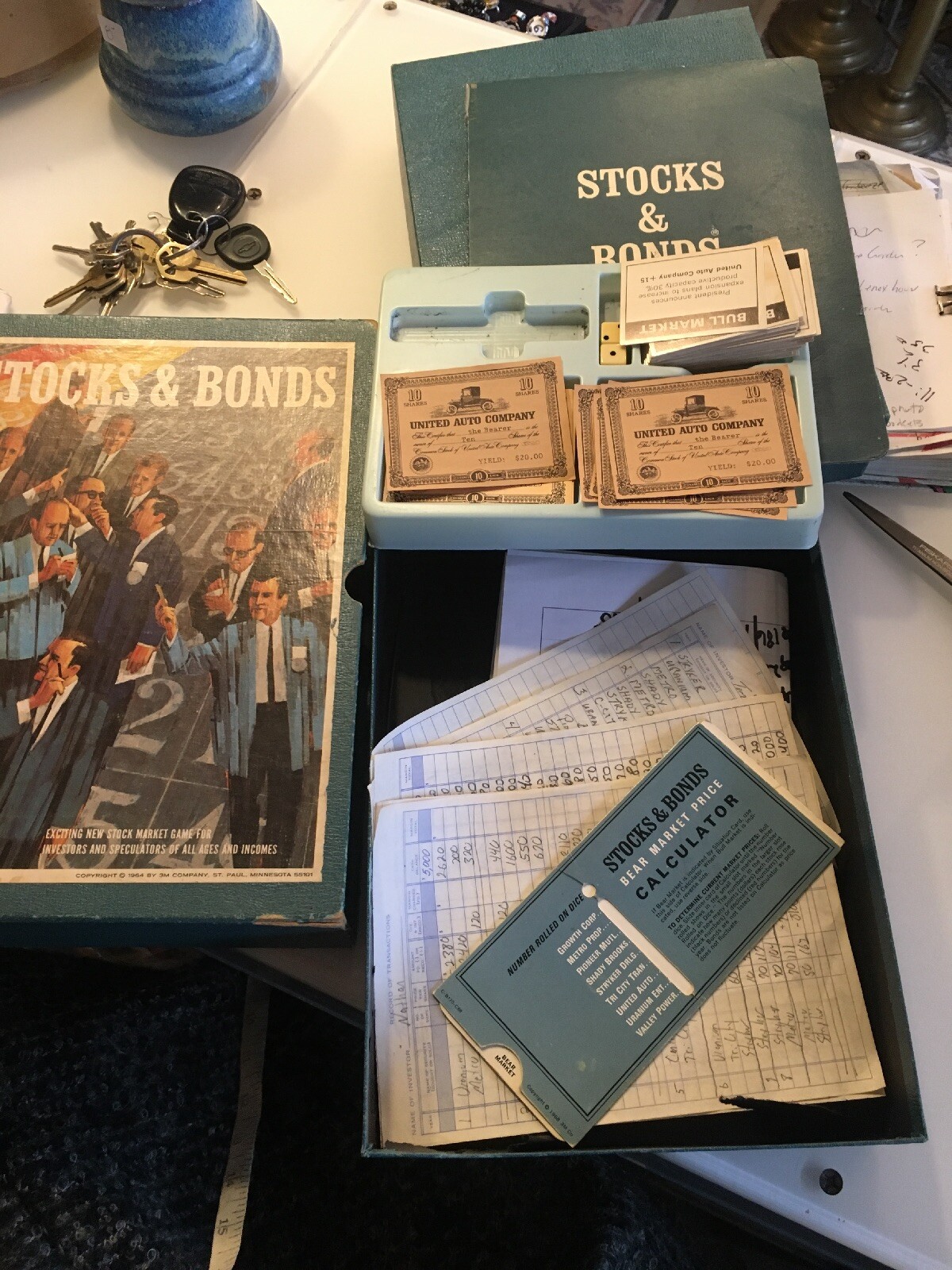 Vintage Stocks and Bonds Board Game by 3M Company Bookshelf Game 1964