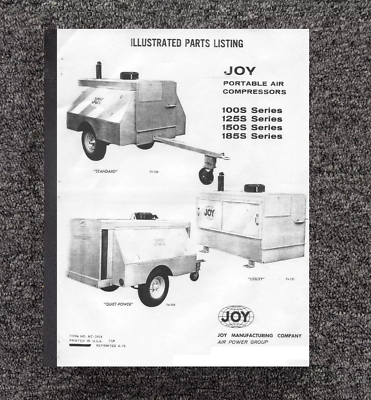 #ad Air Compressors Parts Manual Joy Portable Series 100S 125S 150S 185S Illustrated $19.97