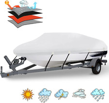 17'- 19' Polyester Heavy Duty 800D PU Waterproof Boat Cover w/ Tightening Strap
