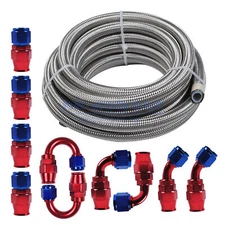 AN8 -8AN Fitting Swivel Stainless Steel Braided Oil Fuel Hose Line Kit 16FT 5M
