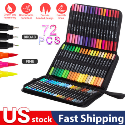 Markers for Adult Coloring Book, 72 Colors Art Markers Set Dual Tip Brush Pen US
