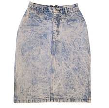 Vintage 90s Jordache Acid Wash Denim High Waisted Skirt Sz 6/8 Retro Jean Stone