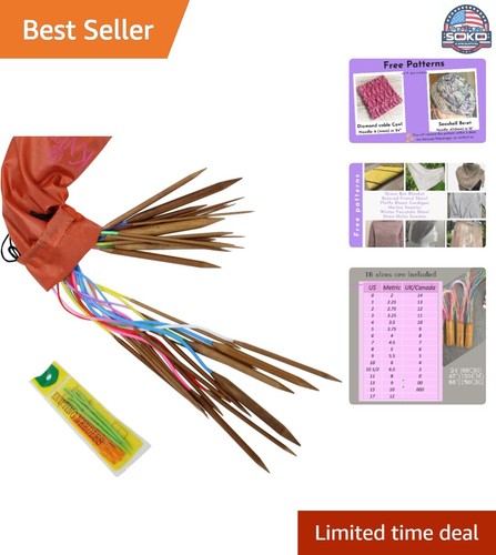 Warm Bamboo Circular Knitting Needles Set - 16 Sizes & Lace Work Tips Included