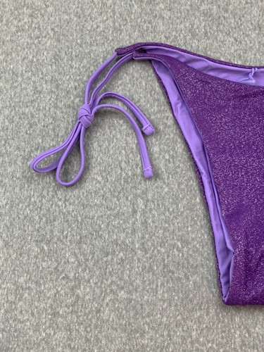 Zaful Sparkle String Bikini Tankini Swimsuit Bottoms Women S Purple Reversable - Picture 3 of 13