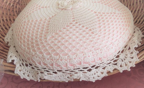 COUSSIN ARTISANAT FRANCAIS CREATION S RAISONNIER CROCHET 40 CM*LOT DE 2 ROSES - Picture 4 of 4