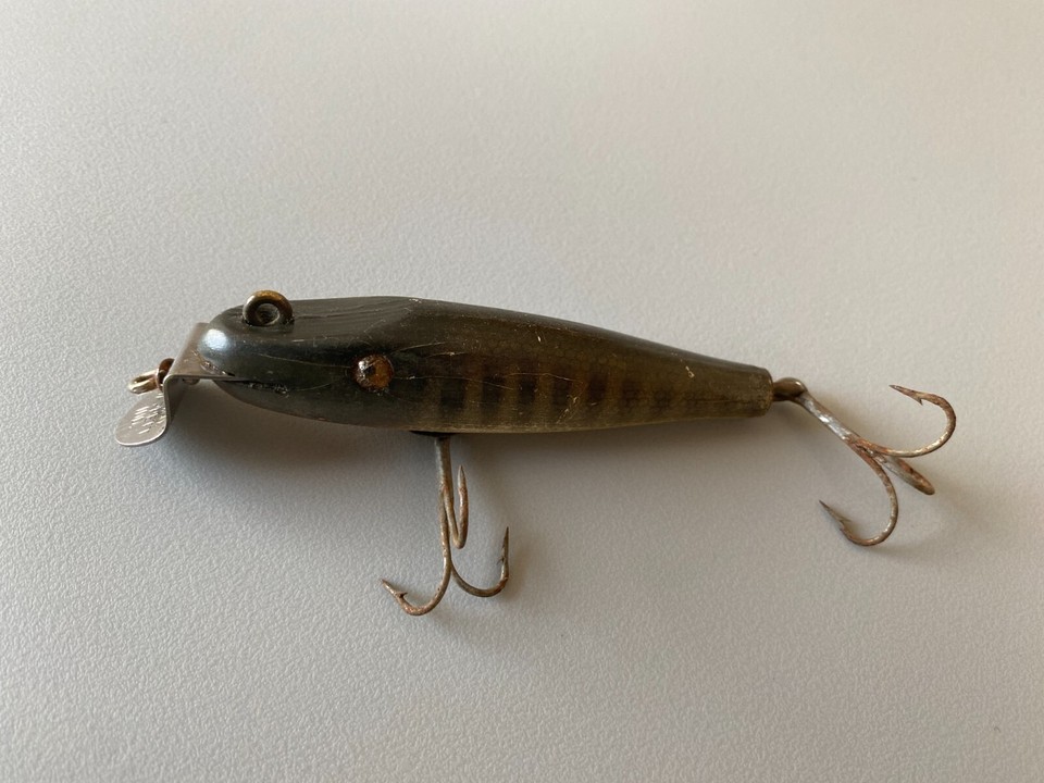 Leurre Vintage Creek Chub Pikie – Bois, Yeux En Verre, Double Ligne – Occasion