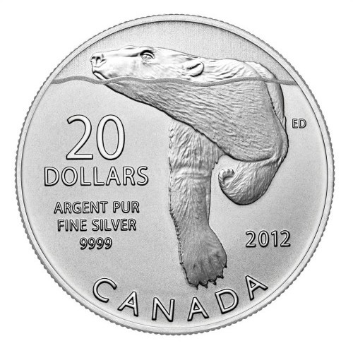 Canada 2012 $20 for 20$ Polar Bear Swimming Commemorative Pure