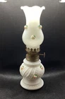 Vintage Hobnail Milk Glass Oil Lamp Pink Rose