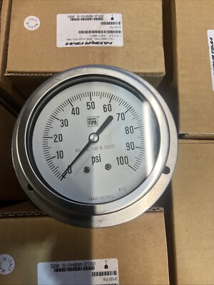 Nuova Fima Tube and Socket Pressure Gauge 0-300 PSI, AISI 316 Stainless Steel